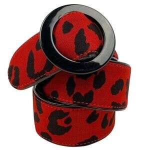 Escada Leopard Print Belt Red Black Statement Glam Pattern Size 36